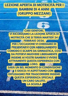 LEZIONE APERTA DI MOTRICITA' BAMBINI DI 4 ANNI